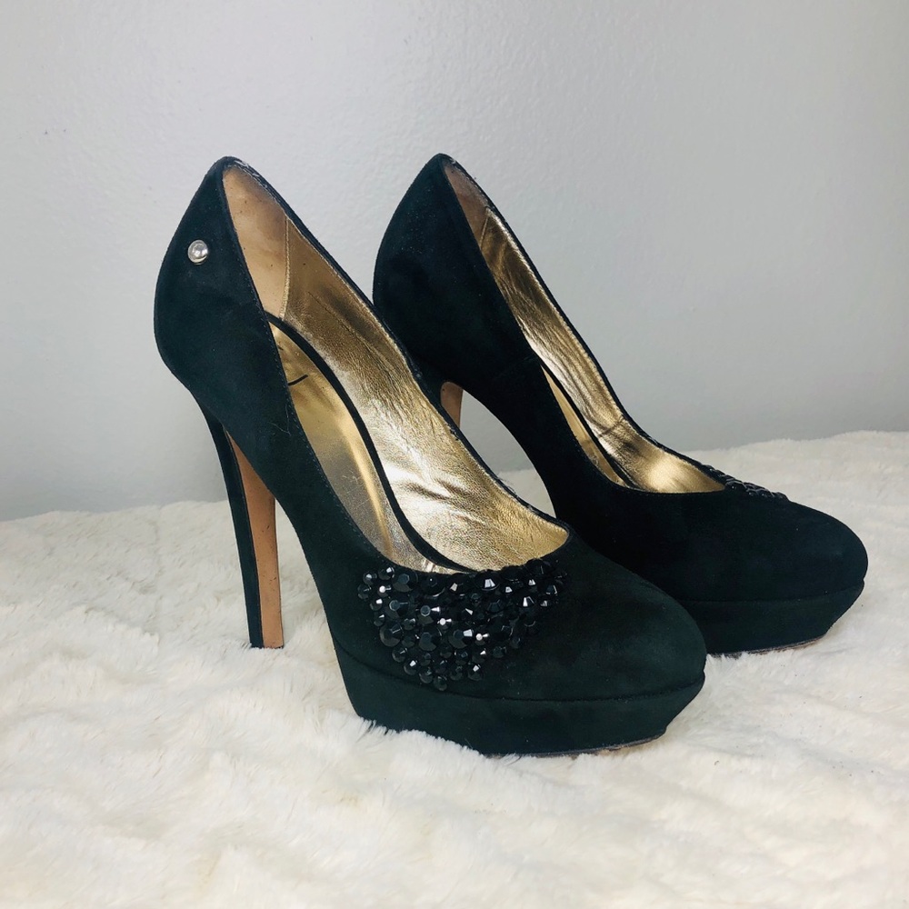 Just Cavalli Decollette Black Suede Stilettos